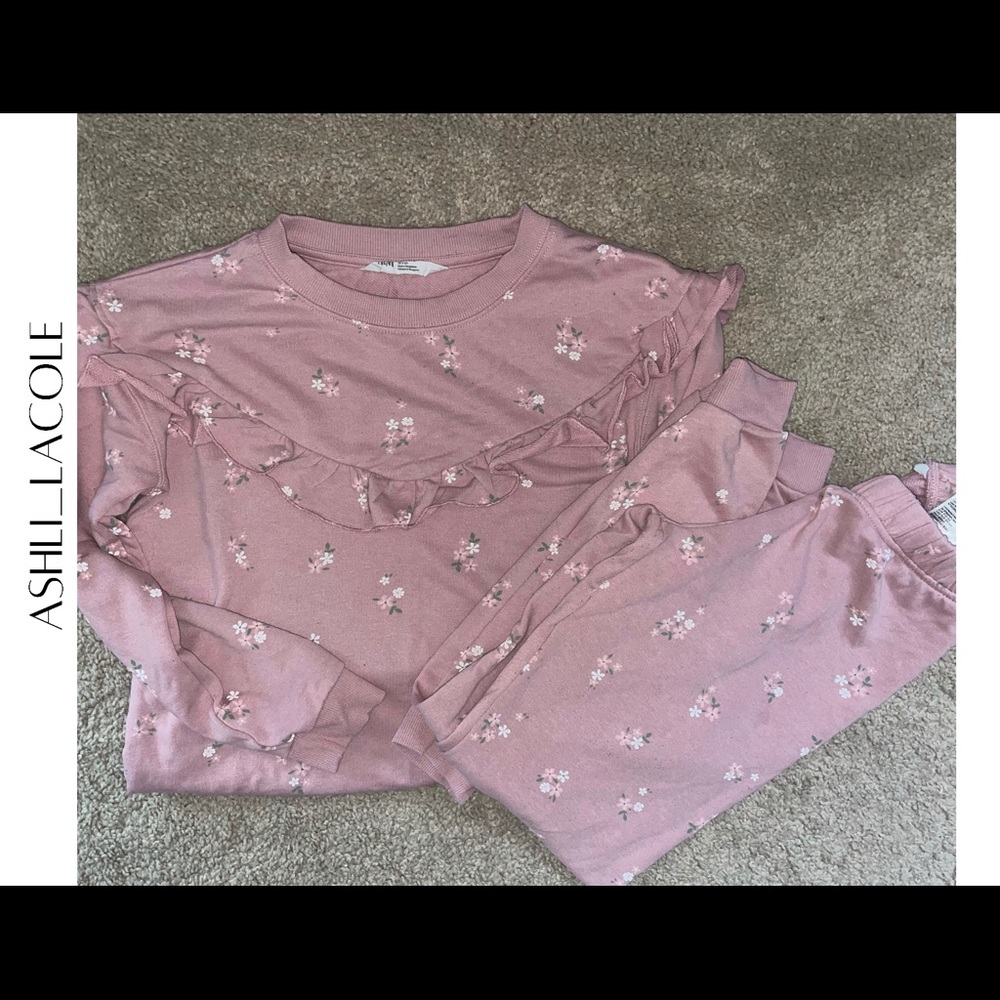H&M Girls Co-Ord Set Pink Floral Size 8-10